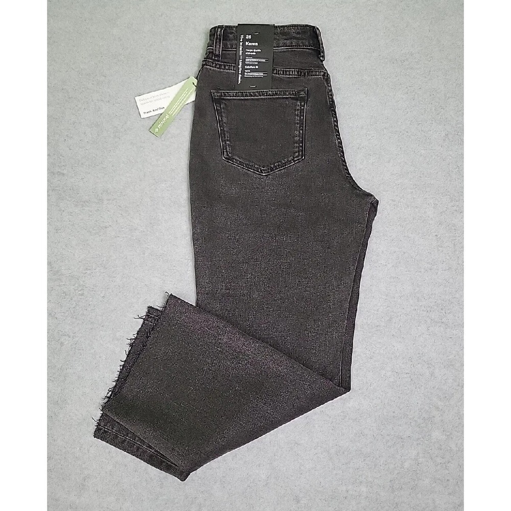 Frank And‎ Oak Womens Jeans Size 26 Karen Cropped Faded Black Frayed Hem